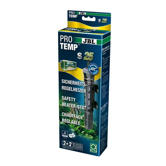 JBL ProTemp S 25, Chauffage de sécurité réglable de 25 W pour aquarium, Avec panier de protection