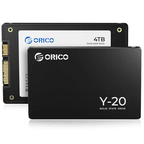 ORICO 4To 2,5 Pouces SSD Interne SATA III 6Gb/s, 3D NAND Jusqu'à 500Mo/s Vitesse de Lecture, Compatible avec Les Ordinateurs Portables et Les PC de Bureau (Noir) - Y20