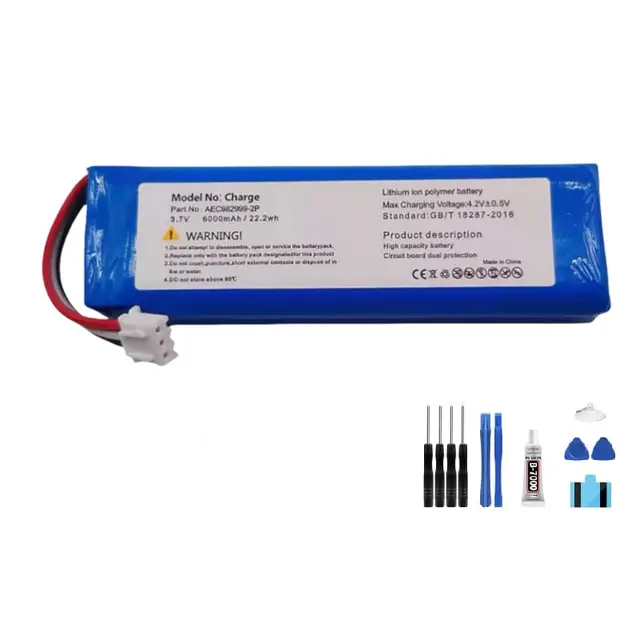 Generic Batterie de charge 1 6000 mAh 3,7 V compatible avec haut-parleur Bluetooth sans fil AEC982999-2P