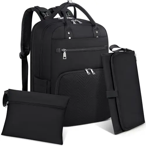 RAINSMORE Sac a Langer Bebe Grande Capacité Sac a Langer avec Matelas à Langer Portable Multifonction avec Sac Isotherme Unisexe