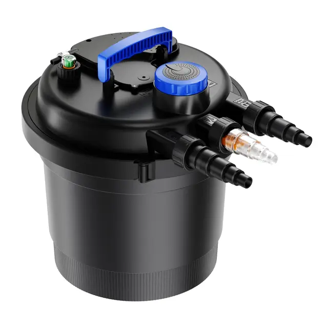 Wiltec CPF-180 Filtre de Bassin à Pression avec stérilisation UV - 380 x 380 x 400 mm - 11 W/étang 6000 l Max. / réservoir 20 l - Nettoyage Facile - Filtration Eau à Grand débit