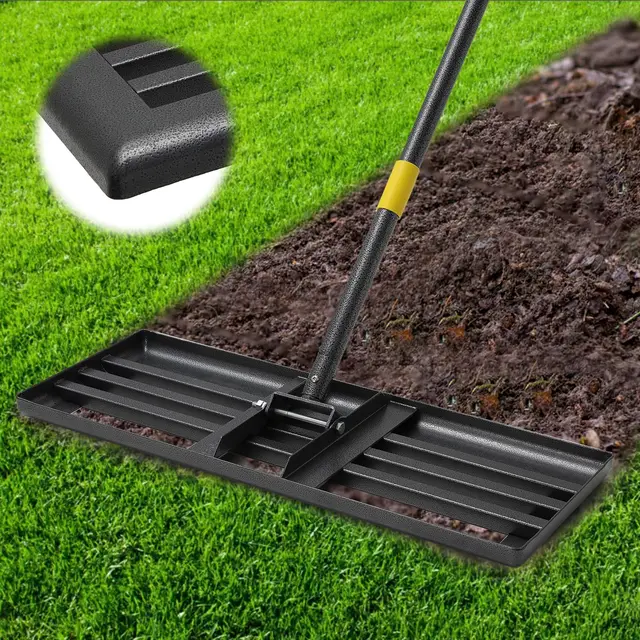 Râteau de nivellement de pelouse en métal - 157 cm - pour Le Golf, Le Jardin, la Surface - en Acier Inoxydable - 76 x 25 cm (182cm)