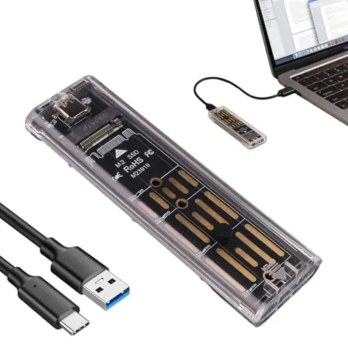Boitier SSD M.2 Nvme, Adaptateur M2 Sata, Boîtier Adaptateur SSD m2 USB 3.1 USB-C pour NGFF 2230 2242 2260 2280 B, Non Compatible SATA/NGFF