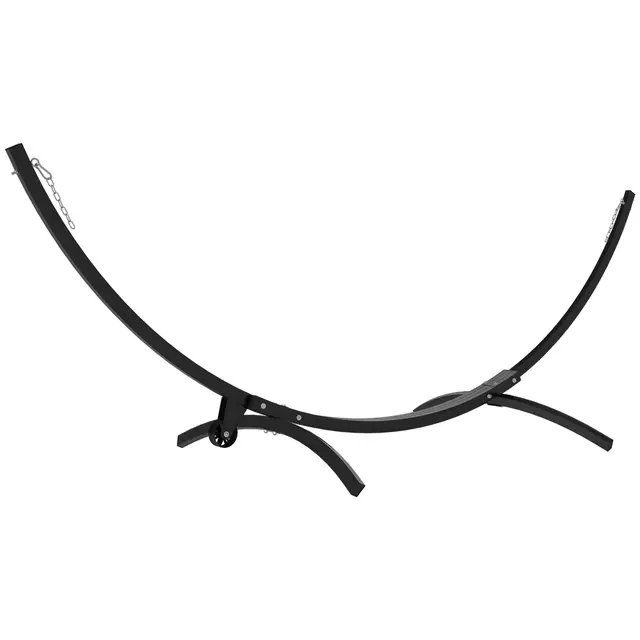 Outsunny Support de hamac en métal avec Roues, Pied de hamac Charge maximale 150 kg avec chaînes, Crochets, pour extérieur et intérieur, 337 x 118 x 118 cm Noir