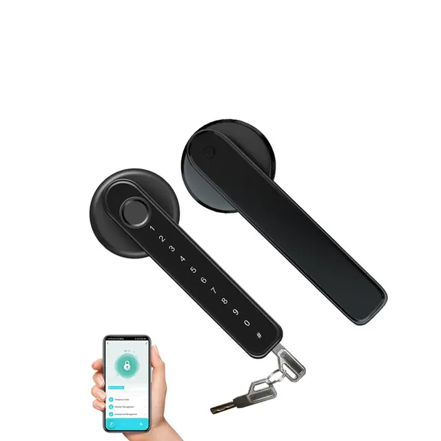 Serrure de porte intelligente à empreintes digitales avec poignée de clavier pour maison, appartement, bureau, porte d'entrée, chambre à coucher, serrure de porte d'entrée sans clé