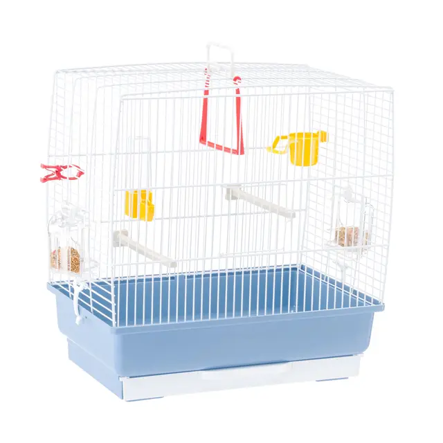 Ferplast Cage à Oiseaux REKORD 2 Cage pour Oiseaux, Canaris, Perruches Ondulées, en Métal, Accessoires inclus Mangeoires rotatives Perchoirs, 39 x 25 x h 41 cm.