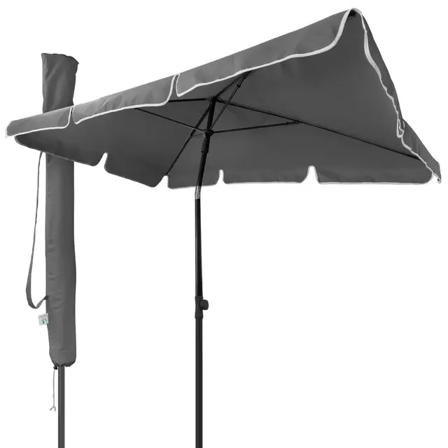 vounot® Parasol Inclinable Rectangulaire 200x125cm 160gr/m2 avec Protection UV Hauteur 2m35 Toile Polyester Parasol Pliable pour Extérieur Inclus Housse de Protection Gris