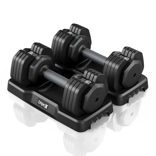 Dripex Haltères Réglables 2 à 41 kg, 5/10 en 1 Ensemble d'Haltères avec Base de Rangement, pour la Musculation, l'haltérophilie, l'entraînement à Domicile et à Salle de Sport