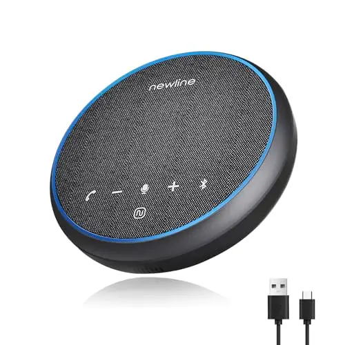 Microphone USB pour Conférence Bluetooth Haut-Parleur pour PC, réduction du bruit, Capture vocale à 360° 43 heures en veille, Conference Speaker compatible avec Zoom Teams Skype, Home Office