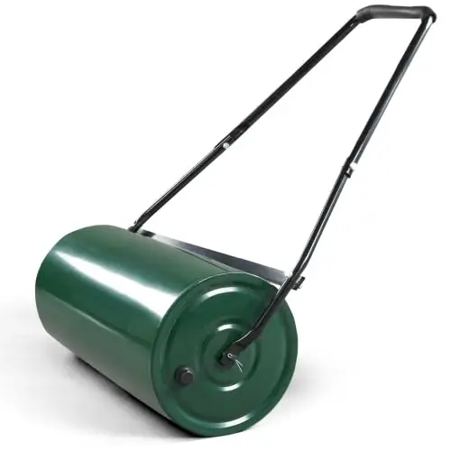 LEADZM Rouleau Gazon 50 L, Surface de Contact 60 cm, diamètre 32 cm – remplissable de Sable ou d'eau, Rouleau aérateur de pelouse, poignée rembourrée, Confortable et Efficace