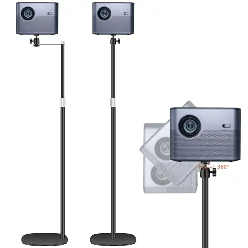 Support de Projecteur en métal, Hauteur réglable de 90 à 126cm avec Rotation d'angle à 360°, Peu encombrant, Supporte jusqu'à 5 kg, Compatible avec Projecteur, Appareils Photo et Plus Encore