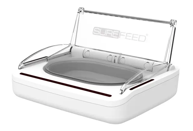 Sure PetCare | Bol hermétique pour Chats et Petits Chiens SureFeed, Couvercle activé par Le Mouvement, pour Aliments humides et secs, Garde Les Aliments Frais, retient Les odeurs, Blanc