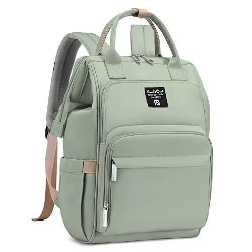 Pomelo Best Sac à Dos à Langer Bébé en Mélange de Polyester Imperméable - Sac à Langer Maternité Multifonction avec Matelas à langer, Sangles de Poussette Détachable Vert Clair