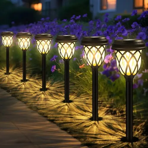 HELESIN Lampe Solaire Exterieur 6 Pièces, Eclairage Exterieur Solaire Automatique, Lumiere Solaire Exterieur Jardin Étanches, pour Jardin, Pelouse, Chemins, Terrasse, Allée, Passerelle