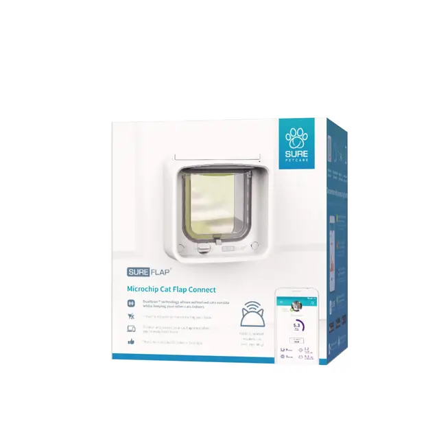 SureFlap Sure PetCare | Chatière à Puce électronique Connect SureFlap, Technologie DualScan, Compatible avec l’Application, Installation sur Les Portes, fenêtres et Murs, Blanc