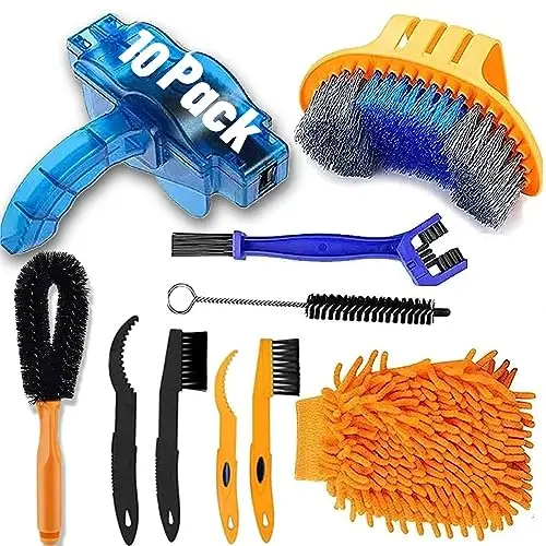 Outil de Brosse de Nettoyage de Vélo, Kit d'outils de Nettoyage de Vélo, Kit Nettoyage Vtt Adapté à Différents Types de Vélos, 10 Pièces