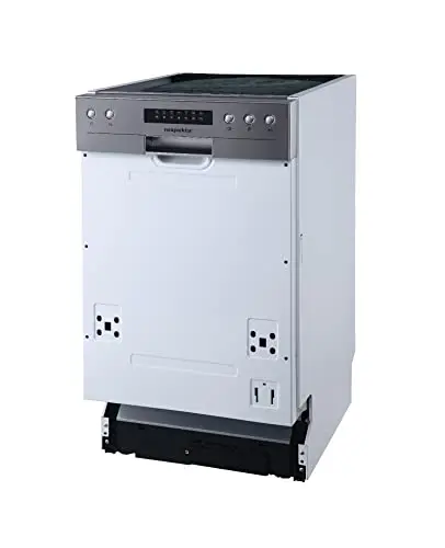 Respekta Lave-vaisselle semi-intégré 45 cm / Lave-vaisselle encastrable avec panier à couverts flexible / 6 programmes / départ différé / 9 couverts / Affichage LED / GSP45TIDM