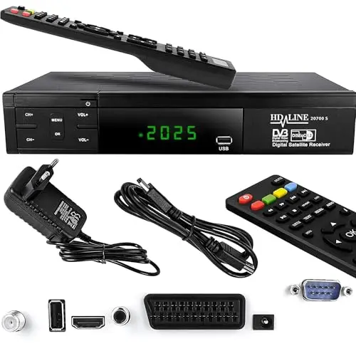 HD-Line 20700 HD Récepteur Satellite DVB-S2 HD pour récepteur Satellite numérique (DVB-S/S2, HDMI, SCART, 2 Ports USB 2.0, Full HD 1080p) (Préprogrammé pour Astra Hotbird et Türksat