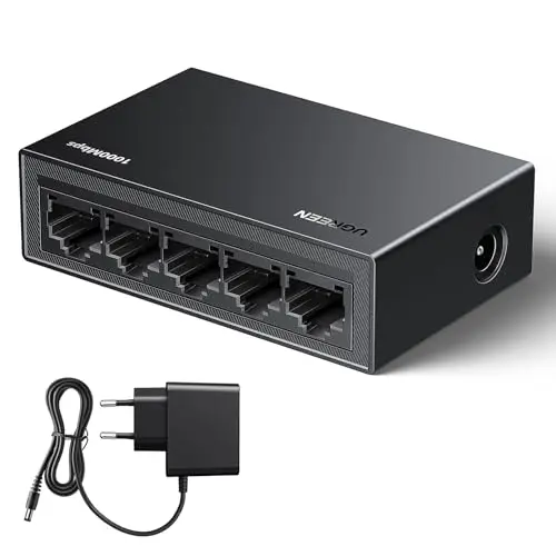 UGREEN Switch Ethernet Gigabit 5 Ports Hub Ethernet 10 100 1000Mbps Switch RJ45 Idéal pour Bureau et Maison Plug Play Multiprise RJ45 Compatible avec PC TV Imprimante Caméra Routeur
