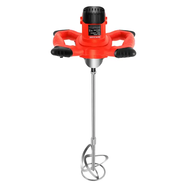MINRS Mélangeur à mortier 1500 W - Mélangeur à béton - 6 vitesses - Mélangeur à main variable - Mélangeur électrique - Ergonomique - Pour le mélange de peinture, ciment, béton