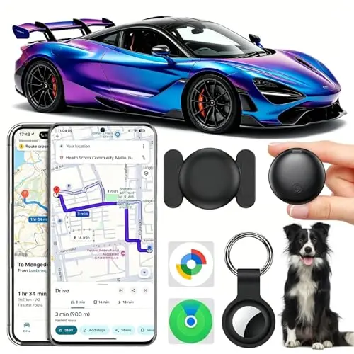 Traceur GPS Voiture, 2026 Nouveau Car GPS Tracker pour Android y iOS, Magnétique Tracker de Voiture sans Abonnement, Invisible Bluetooth Smart Tag pour Moto/Wagons/Vélo (Noir)