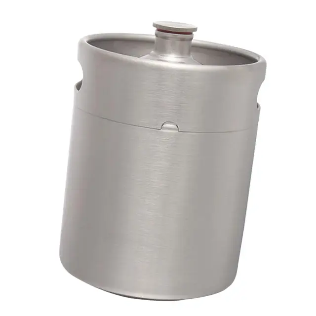 Keg Growler Bouteille de Bière Réutilisable en Acier Inoxydable Système Pression Réglable Fonction Maintien Fraîcheur Adapté au Camping, 5L