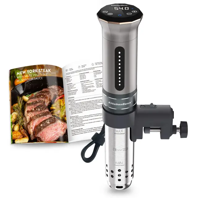 KitchenBoss Cuiseur Sous Vide,1100W, IPX7 Imperméable à l'eau,Calculateur d'Immersion de Cuisinière,Thermostat Réglable pour un Contrôle Précis de la Température