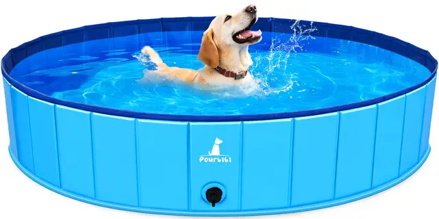 Pourbibi Piscine pour Grands Chiens, Bassin De Baignade Pliable pour Chien, Baignoire pour Chien Antidérapante, Pataugeoire pour Enfants Et Chiens, 120 X 30 Cm