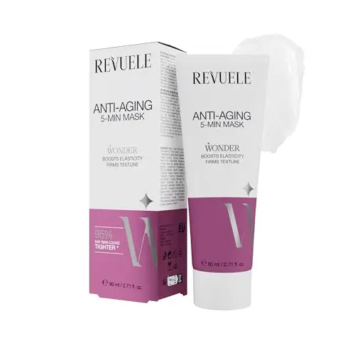 REVUELE Masque Visage Anti-Âge 5 Minutes – Crème Nourrissante aux Peptides et Extraits de Fruits, Lisse les Rides et Raffermit la Peau, 80 ml