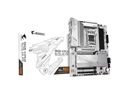GIGABYTE B650 AORUS Elite AX Ice (AM5/ LGA 1718/ AMD/ B650/ ATX/Garantie 5 ans/DDR5/Triple M.2/PCIe 5.0/USB 3.2 Gen2X2 Type-C/WiFi 6E/2.5GbE LAN/Snow White/EZ-Loquet/Carte mère)