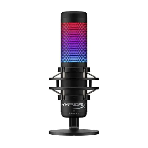 HyperX QuadCast S – Micro USB à condensateur RGB pour PC, PS4 et Mac, support anti-vibrations, Filtre anti-pop, Jeux, Streaming, Podcasts, Twitch, YouTube, Discord