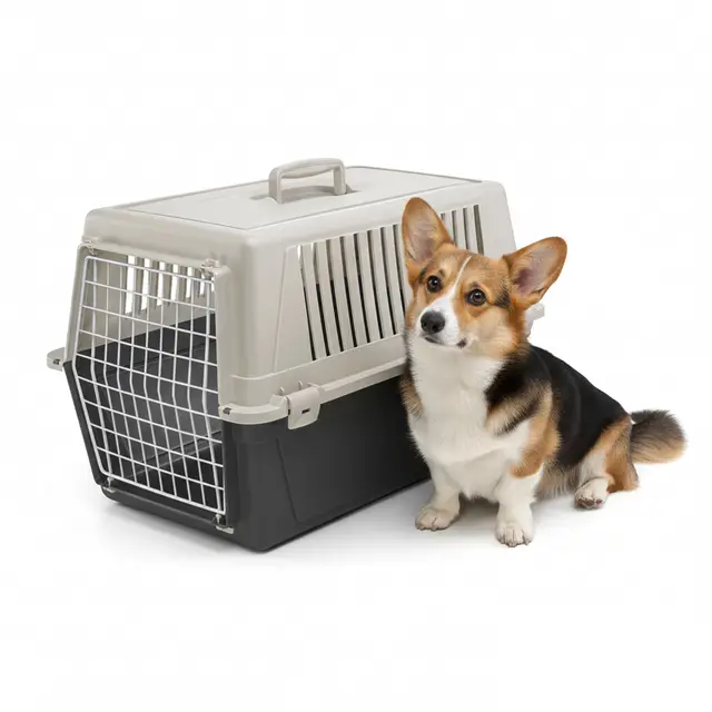 Ferplast Transport rigide pour chats et chiens de petite taille ATLAS 30 EL, Box pour transport pour animaux, plastique robuste, porte an acier plastfié, grilles pour l'aération, 40 x 60 x h 38 cm Bleu