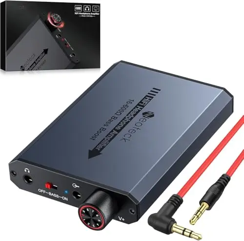 Neoteck Amplificateur Casque Portable avec Bass Boost 3.5mm - 600Ω Haute Impédance, Mini Ampli Audio HiFi, Aluminium, Faible Distorsion, Batterie Rechargeable - Compatible iPad, PS5, Téléphone, PC