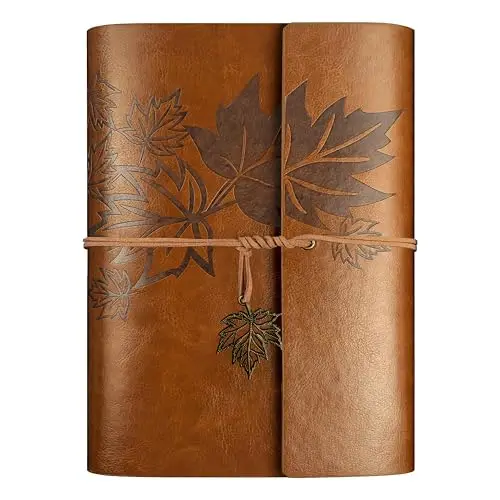 A5 Vintage PU Carnet de notes en cuir, Classeur à anneaux rechargeable de voyage Journal intime(Marron)