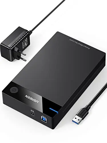 UGREEN Boîtier Disque Dur 3,5 Pouces Externe Adaptateur USB 3.0 vers SATA Disque Dur 3,5 2,5 Pouces HDD SSD Supporte UASP 5Gbps, Alimentation Supplémentaire 12 V 2 A Inclus