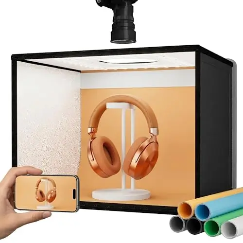 RALENO Boîte à lumière Portable pour Photographie, 40 x 30 x 30cm, kit de Tente de Prise de Vue (CRI > 95 | luminosité réglable 24 W | 6 Toiles de Fond) pour Produits de Bijoux, Montres