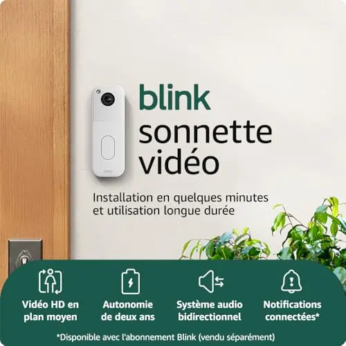 Sonnette vidéo supplémentaire Blink - Vidéo HD en plan moyen, durée de vie des piles de deux ans, IP65 - Module de synchronisation requis non inclus - Blanc