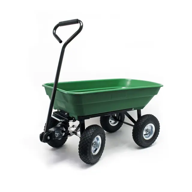 Wiltec Chariot de Jardin à Main – 1050 x 450 x 485 mm – Volume 50 L – Capacité de Charge 200 kg – avec Benne basculante et 4 Roues – Remorque Brouette jardinerie