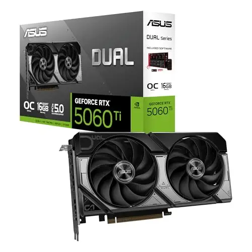 ASUS NVIDIA GeForce RTX 5060 Ti Dual OC 16GB Blackwell Graphics Card