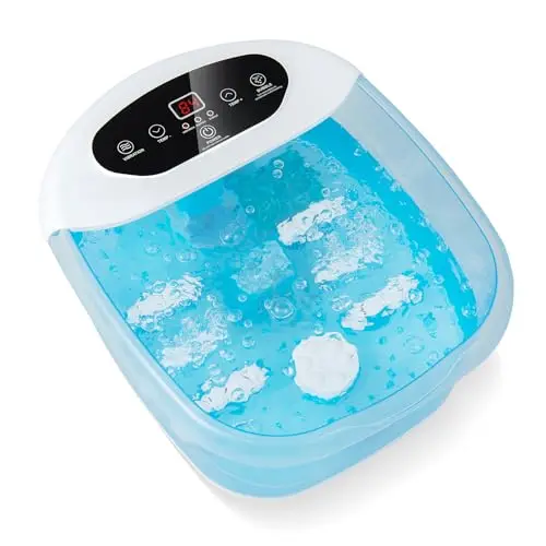 HOMASIS Bain de Pied Massant Chauffant Electrique avec Bulles d'Air Chaud, 500W Spa Appareil de Massage Réglage de la Température & Minuterie, Massage des Pieds Relaxant avec Fonction Hydromassage