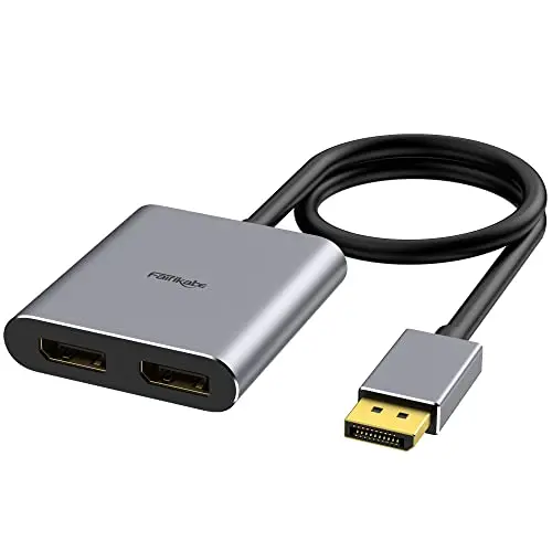 fairikabe Adaptateur séparateur DisplayPort vers Double DisplayPort 4K60Hz pour Double Moniteur, Adaptateur de Port d'affichage MST étendre l'affichage 1 en 2 Sorties