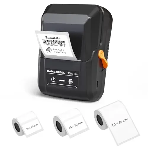 SUPVAN T50M Pro Étiqueteuse Bluetooth avec 3 Rouleaux d'étiquettes – Value Pack, Logiciel avec 30 Polices, 50+ Cadres et 700+ Symboles