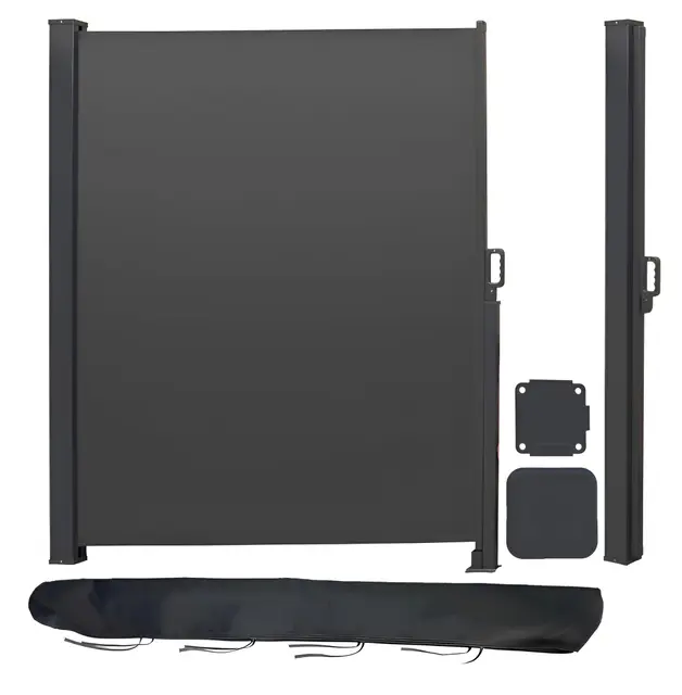 Canopée Store Latéral Extérieur 180 x 400 cm - Paravent Rétractable en Aluminium - Brise-Vue Balcon Terrasse Jardin - Gris Anthracite (Gris, 180 x 400 cm)