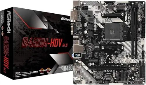 ASRock B450M-HDV R4.0 AMD B450 Emplacement AM4 Micro ATX Noir
