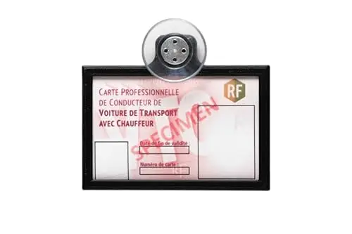 Porte Carte Pare Brise pour Taxi/Chauffeur VTC/Handicapé/Identité avec Ventouse