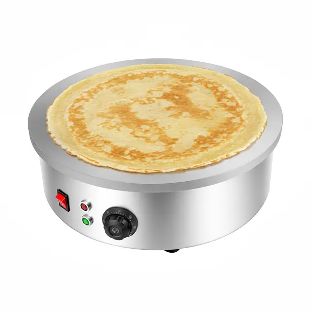 Machine à crêpes électrique 3000 W - 45 cm - En fonte - Avec répartiteur de pâte et spatule - Antiadhésive - Contrôle de la température 50-300 °C - Pour la maison et la restauration