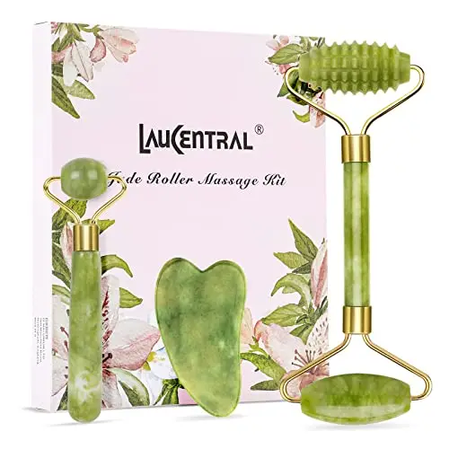 LauCentral Kit Massage Jade Roller et Gua Sha