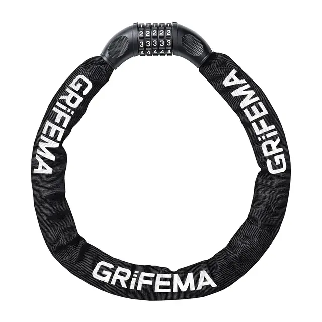 GRIFEMA GAK1201-9, Chaîne Antivol Vélo 90 CM, Chaîne Cadenas Vélo 5 Chiffres Codes pour Vélos, Motos, trotinette electrique, Portails, Noir