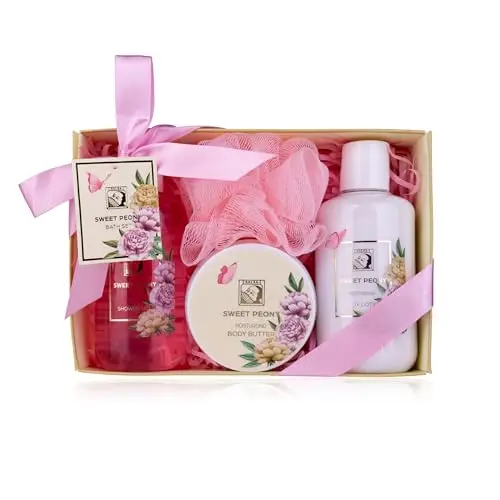 Accentra - Set de douche pour femme SWEET PEONY dans une belle boîte cadeau - Set de soin 4 pièces avec gel douche, lotion pour le corps - Idéal pour la Saint-Valentin & la Fête des Mères