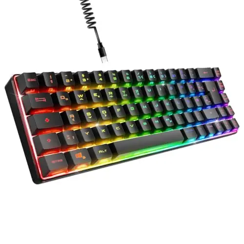 EMPIRE GAMING - Neu 2024 - K208 Kompakte TKL-Kabelgebundene Tastatur (DE-QWERTZ) 69 Tasten RGB - Abnehmbares USB Type C Kabel Plug & Play - PC/PS4/PS5/Spielekonsole - 23 Anti-Ghosting-Tasten (Schwarz)